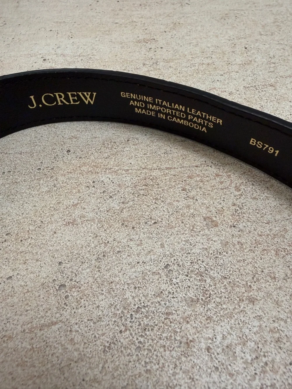 J. Crew Black Croc-Embossed Leather Belt with Gold Buckle - Picture 2 of 4